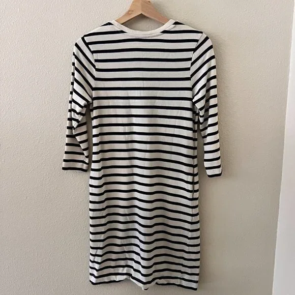 Marine Layer Gigi Supima Cotton Dress In White Navy Black Stripe S - Picture 9 of 9